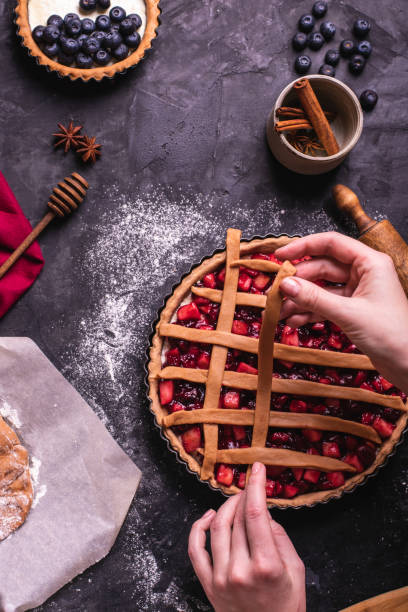 istock Homemade apple cherry pie with cinnamon 1291218642