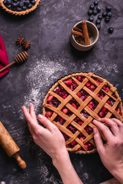 istock Homemade apple cherry pie with cinnamon 1291218760