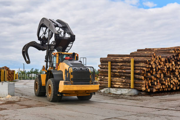 istock grapple loader in the lumber yard of a woodworking plant 1291223997