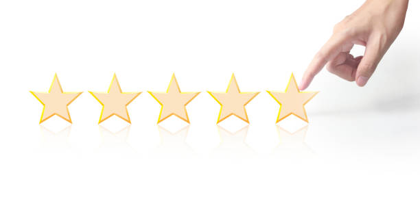 istock Five stars in hand. Increase rating evaluation 1291235039