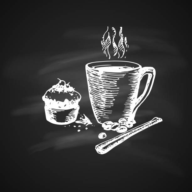 コーヒーカップ - steam black coffee heat drink点のイラスト素材／クリップアート素材／マンガ素材／アイコン素材