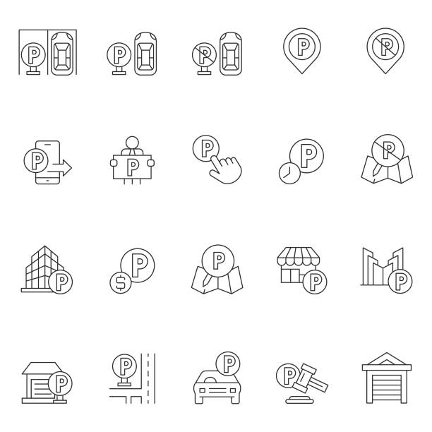 stockillustraties, clipart, cartoons en iconen met parkeervectorset - kamerdienaar