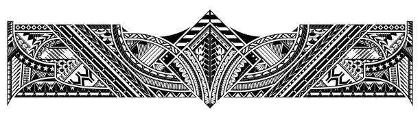 폴리네시아 스타일의 테두리에 예술 문신 소매 - polynesia stock illustrations