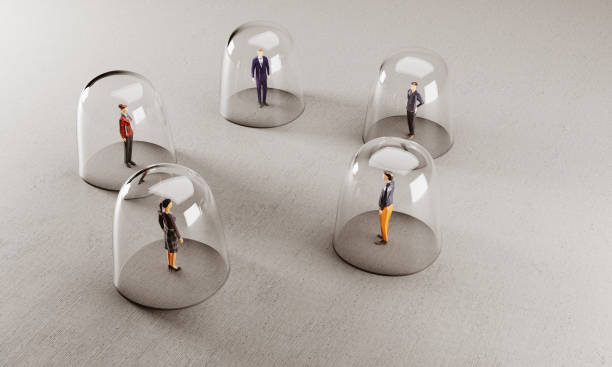 istock People meet from behind glassy protection. Social distancing 1291240528
