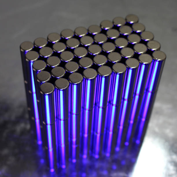 Neodymium Magnets with blue lighting Neodymium Magnets periodic table photos stock pictures, royalty-free photos & images