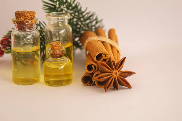 istock Christmas essential oil in a small jar. Selective focus 1291244695