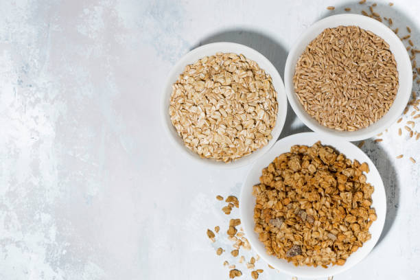 istock range of products made from oats on white background, top view 1291251974