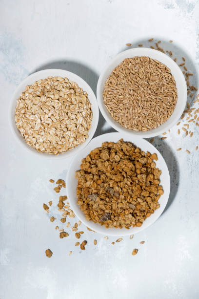 istock range of products made from oats, vertical top view 1291251999