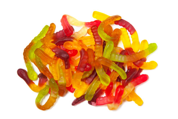 istock Tasty jelly worms isolated on white background. 1291252054
