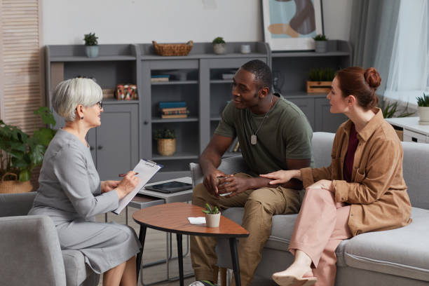 istock Young couple visiting psychologist 1291254305