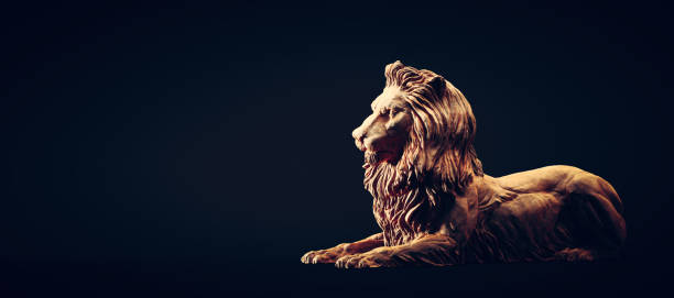 istock A clay lion sculpture portrait. 1291257419