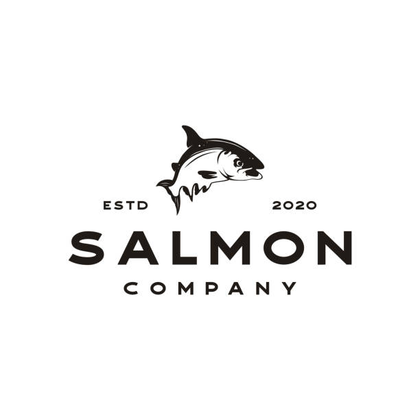 Salmon fish silhouette - vector icon stock illustration Salmon fish silhouette - vector icon stock illustration fish salmon silhouette fishing stock illustrations