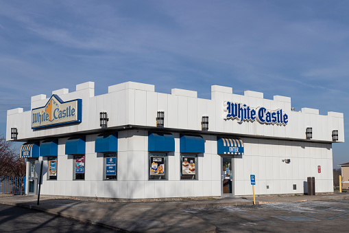 Greenfield - Circa December 2020: White Castle Hamburger Location. White Castle Serves 2 by 2 Inch Sliders.