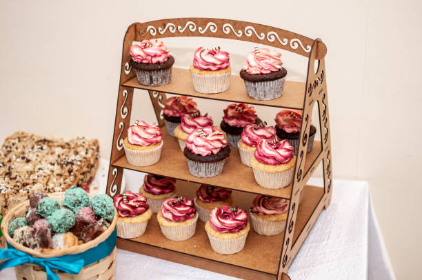 istock Sweet cakes at a wedding buffet. Catering 1291259915