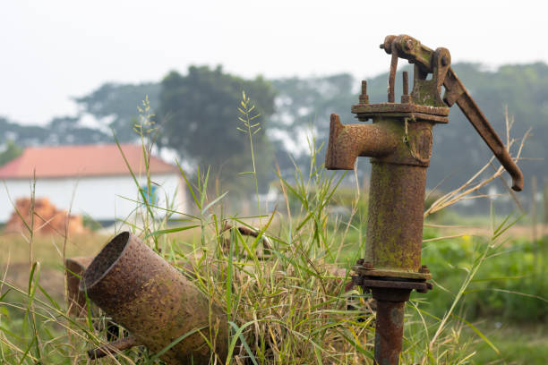 Old rusty tube well inside the agriculture field