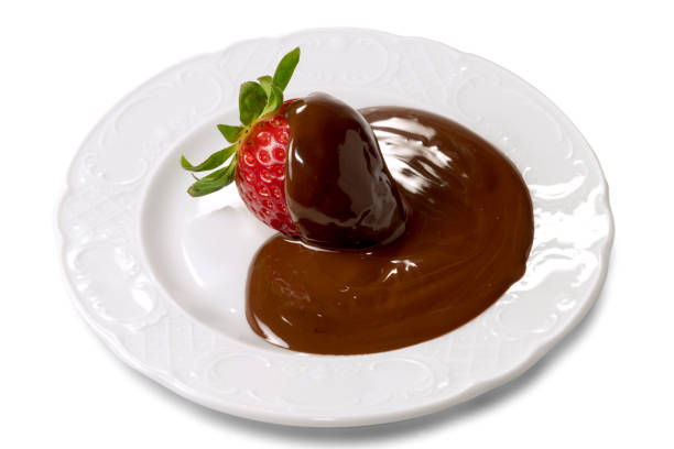 strawberry covered with melted dark chocolate