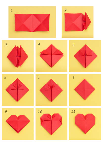 istock Step by step instruction how to make paper heart. DIY concept. 1291264549