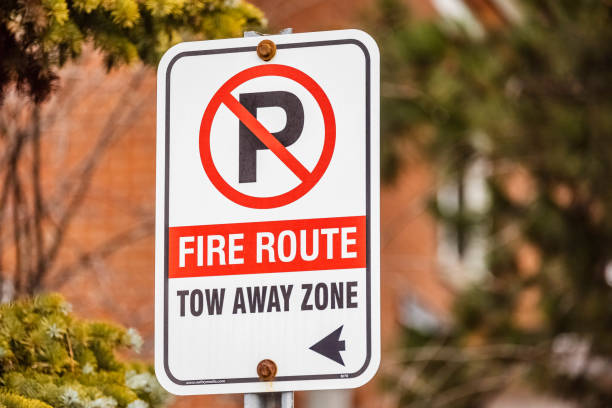 istock No parking and fire rout sign. 1291266920