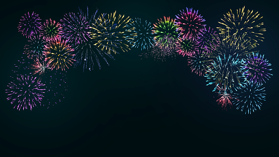 Fireworks background with copy space. Happy New Year concept.