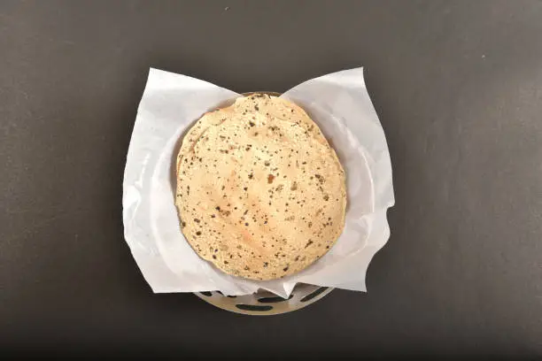 A papadum is a thin, crisp, round flatbread from India.