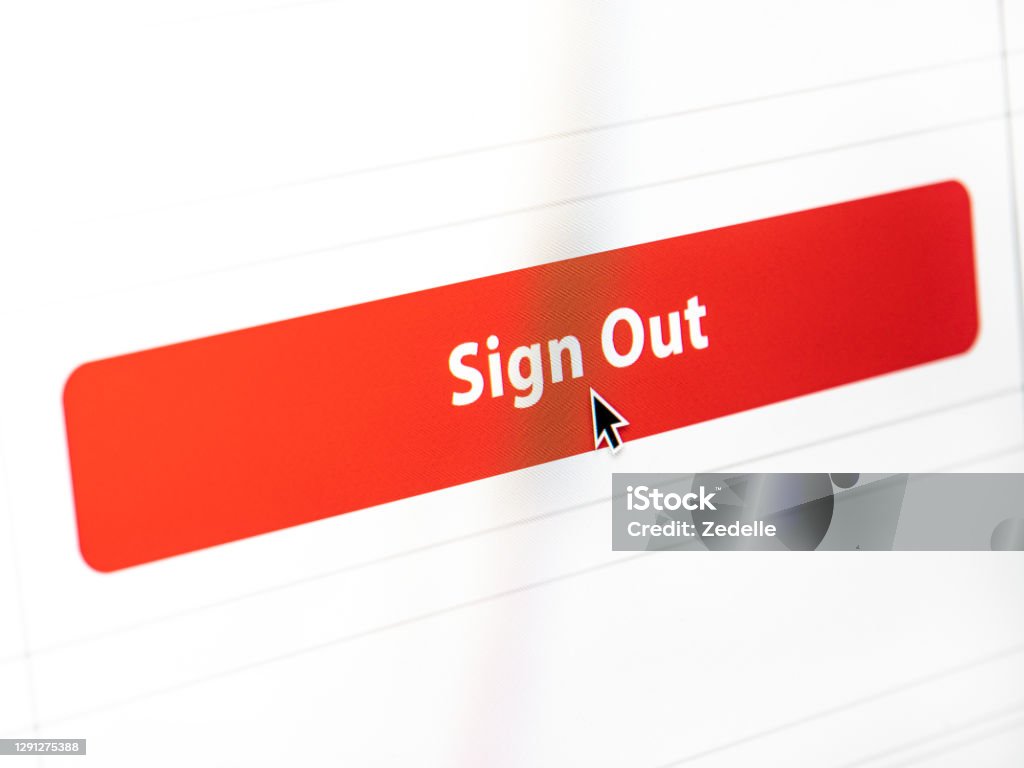 Sign Out Button Example Computer Sign Out Click Button And Cursor Stock Photo - Download Image ...