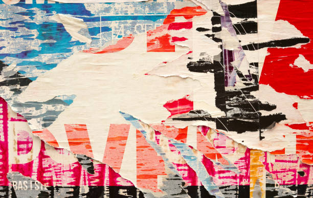 Old ripped blank torn paper crumpled creased posters grunge textures backdrop backgrounds placard letters