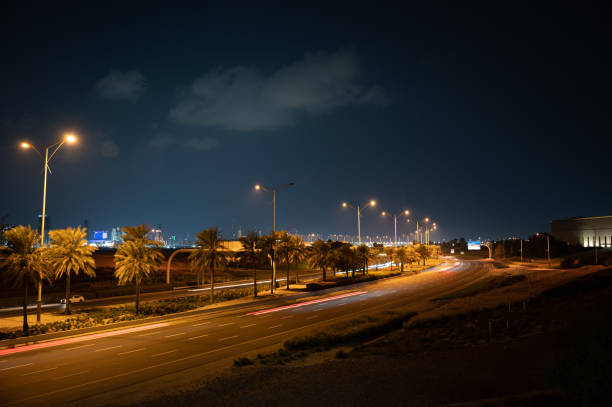 istock Light trails along a highway on Saadiyat Island in Abu Dhabi, UAE. 1291285807