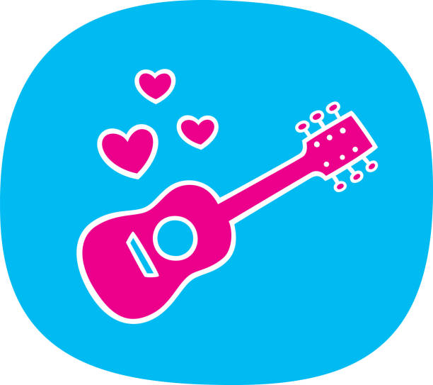 ilustraciones, imágenes clip art, dibujos animados e iconos de stock de guitar hearts doodle - tuning peg