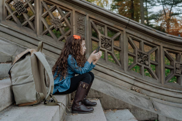 istock Girl using cellphone in Central Park in New York 1291294264