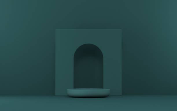 istock Mock up podium for product presentation with door 3D 1291295984