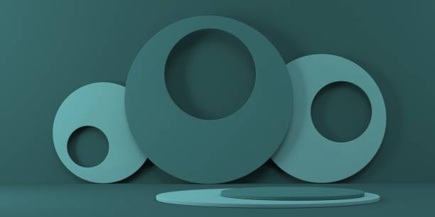 istock Mock up podium for product presentation three circles with hole 3D 1291295991