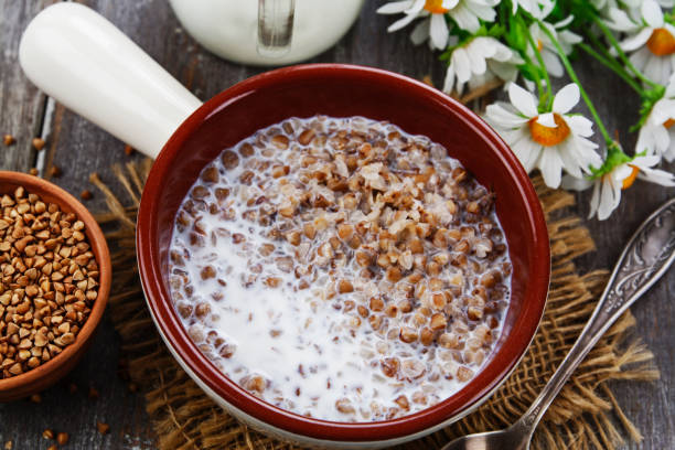 istock Buckwheat porridge with milk 1291301191