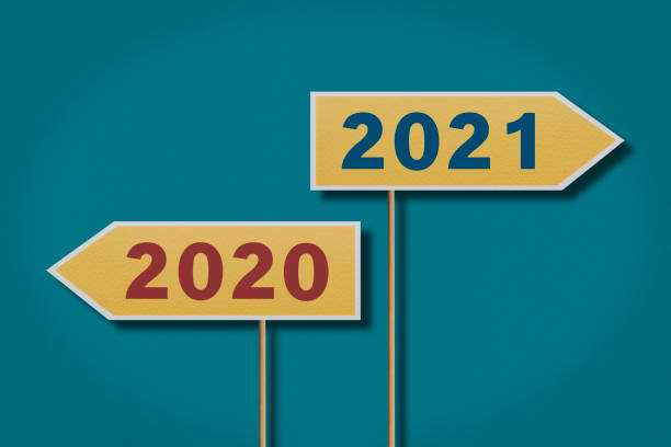 istock 2020 And 2021 Two Directional Road Sign 1291302978