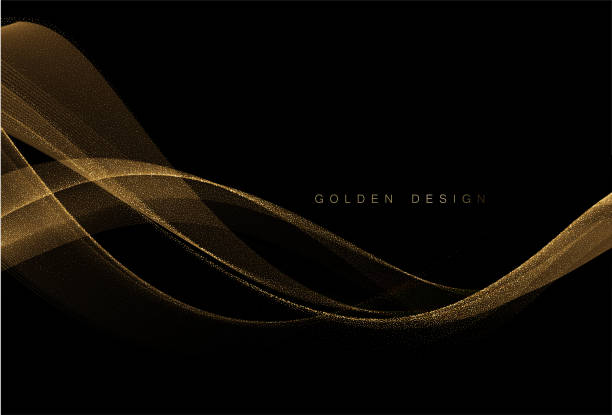 illustrazioni stock, clip art, cartoni animati e icone di tendenza di elemento di design astratto a onde d'oro color lucido - textile silk backgrounds luxury