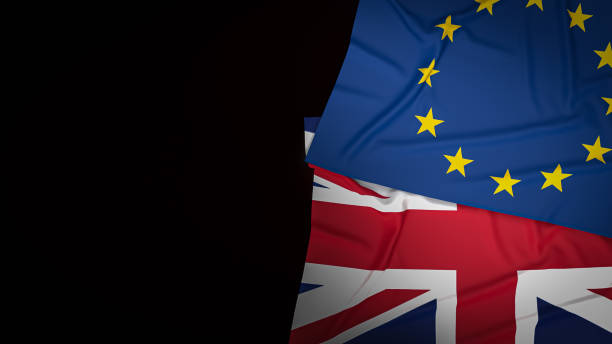 istock The Union Jack flag and  euro flag for background  3d rendering 1291312325