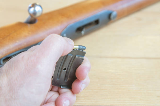 istock 22 Caliber Rifle Clip with Bullet 1291313857