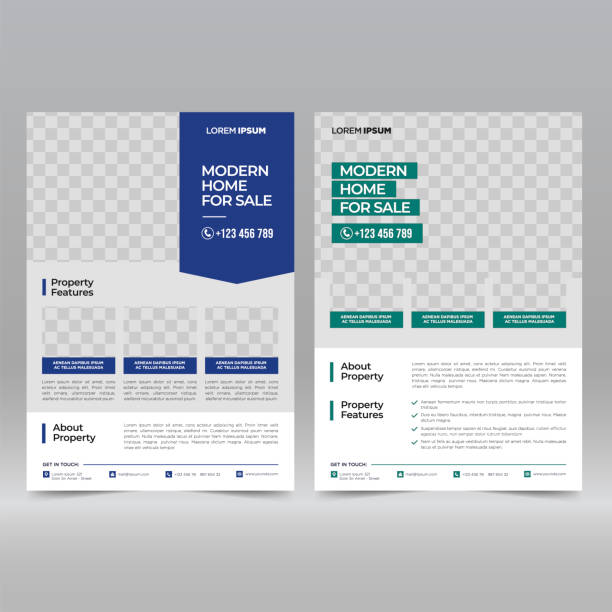 Real estate flyer template Real estate flyer template vector illustration construction company brochure template stock illustrations