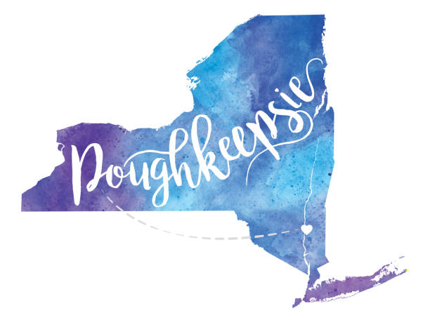 istock Poughkeepsie, New York Raster Watercolor Map Illustration 1291318060