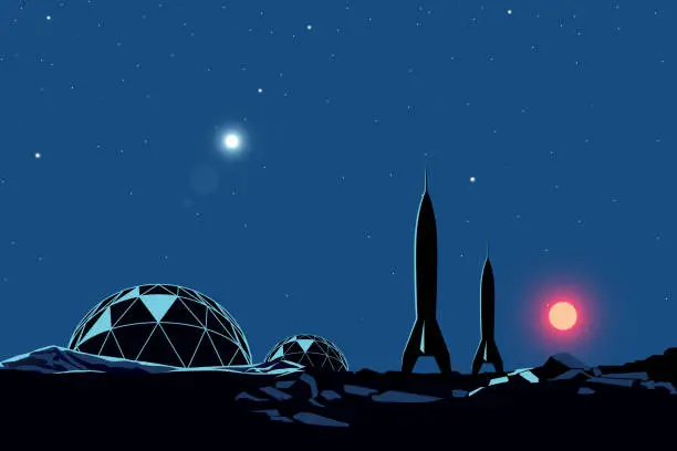 Vector illustration of Space colonization poster