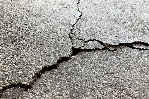 The old concrete is cracked.