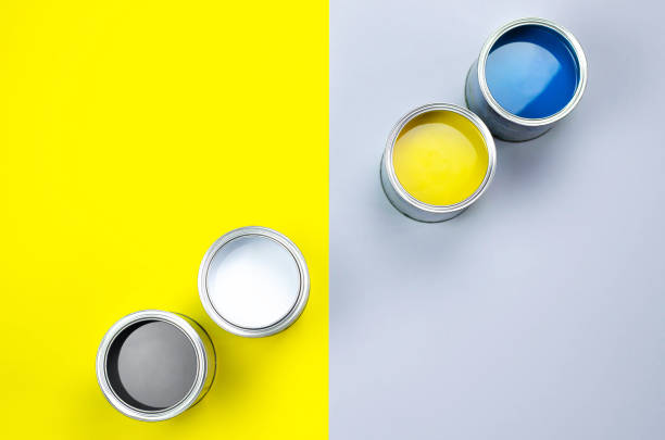 istock Paint cans in trendy color combinations. 1291328087