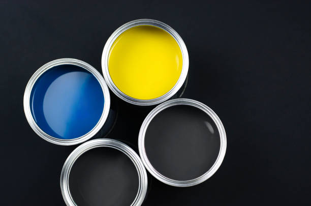 istock Paint cans in trendy color combinations. 1291328108