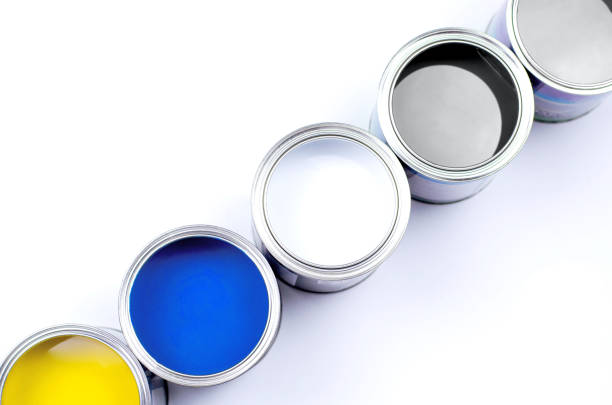 istock Paint cans in trendy color combinations. 1291328110