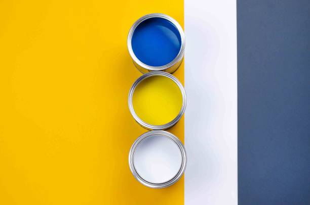 istock Paint cans in trendy color combinations. 1291328116