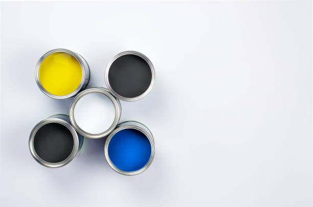 istock Paint cans in trendy color combinations. 1291328120