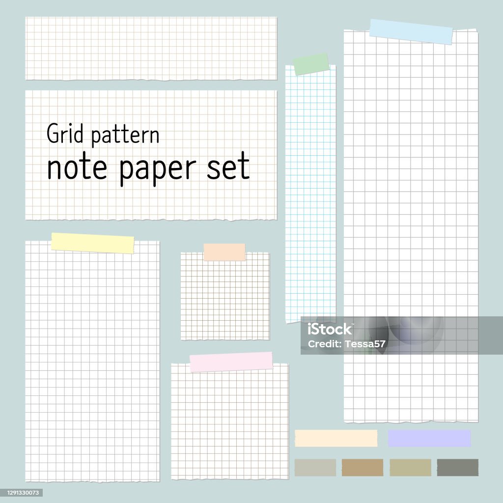 Grid Pattern Notebook Paper And Sheet Set Stock Illustration - Download ...