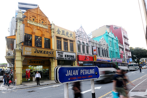 The atmosphere in the Petaling street area, with typical old buildings in Kuala Lumpur, Malaysia on April 20, 2010