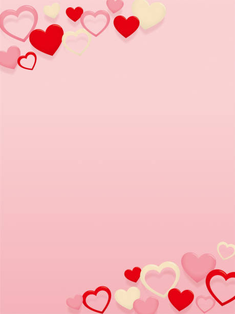 Valentine's day background frame, three colored hearts Valentine's day background frame, three colored hearts valentines background stock illustrations