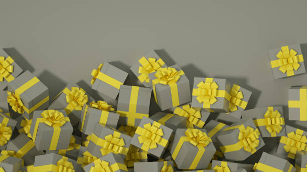 istock Gift Boxes Background, Gray and Yellow Colors 1291343983