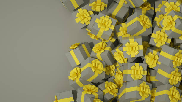 istock Gift Boxes Background, Gray and Yellow Colors 1291343995